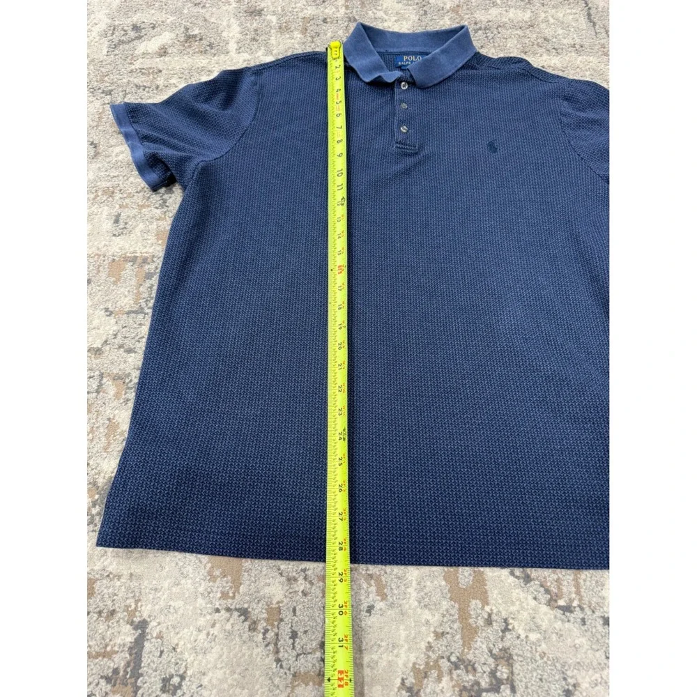 Polo Ralph‎ Lauren Mens XL Classic Navy Blue Textured Micro Pattern Polo Shirt